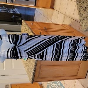 V neck striped dress asymmetrical hem